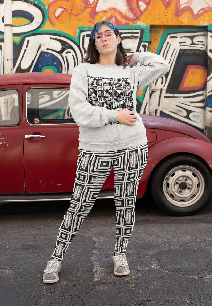 Abstract Monochrome Repeating Pattern All Over Print Ladies Leggings product image (8)