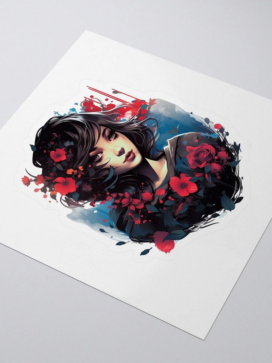 Windswept Red Flower Girl Sticker product image (3)
