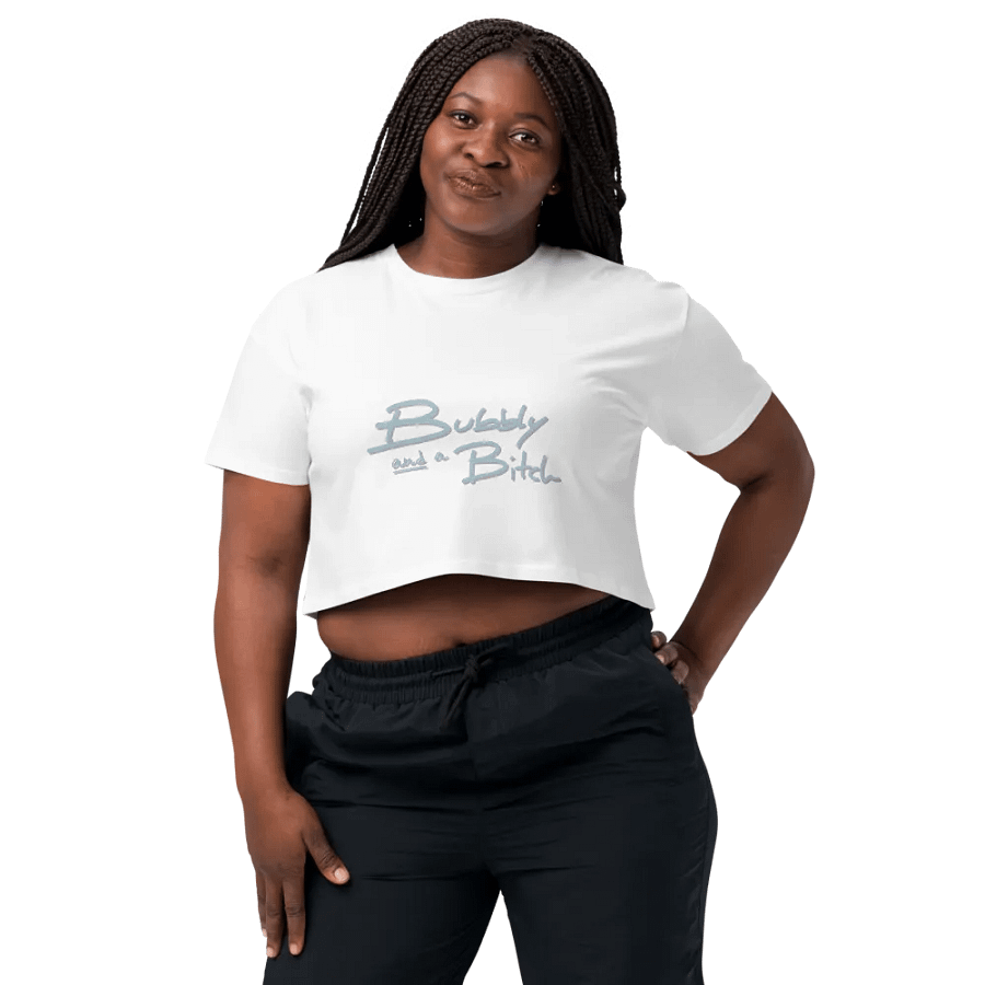 Bubbly and a B*tch (cotton candy shadow design) printed cotton crop top product image (24)