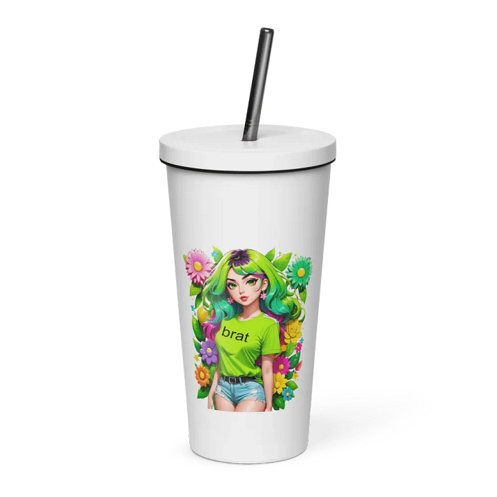 Brat 20 oz Tumbler Cup - White - Insulated Tumbler with a Straw v4 product image (1)