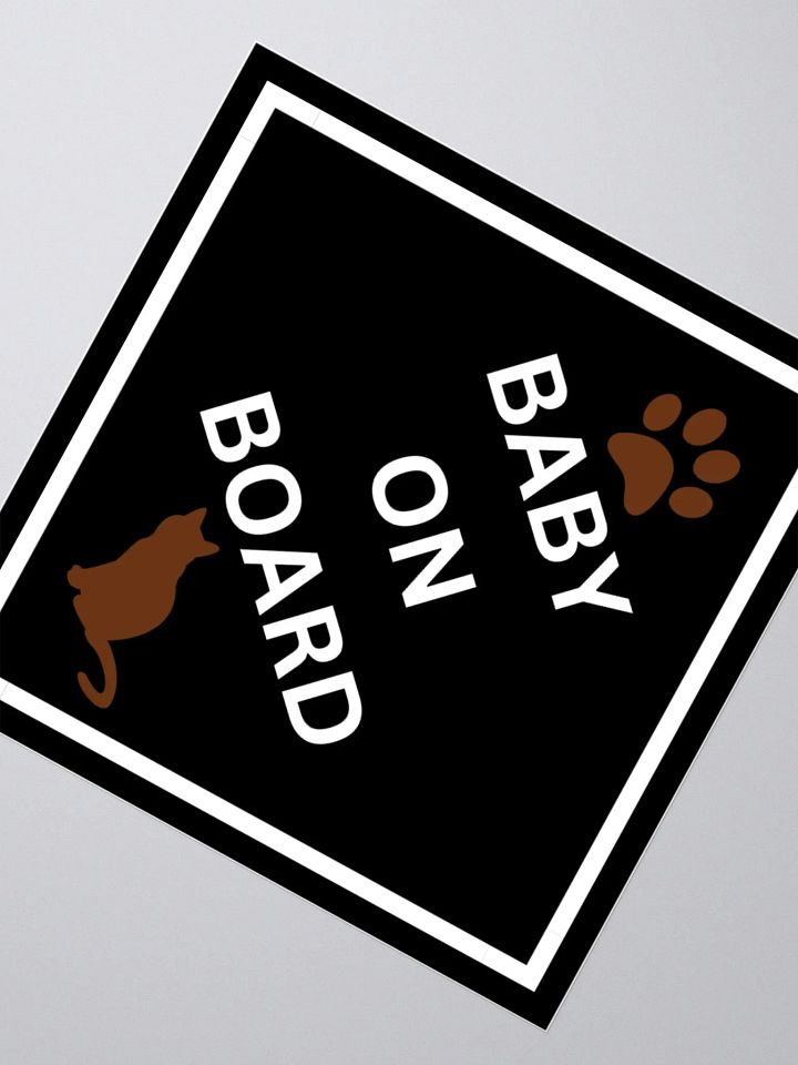 Cat Baby on Board Sticker - Brown on Black product image (4)