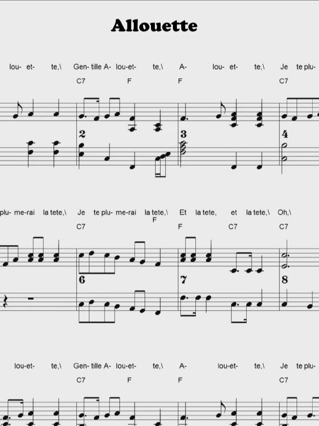 Allouette - CS - Piano sheet music product image (1)
