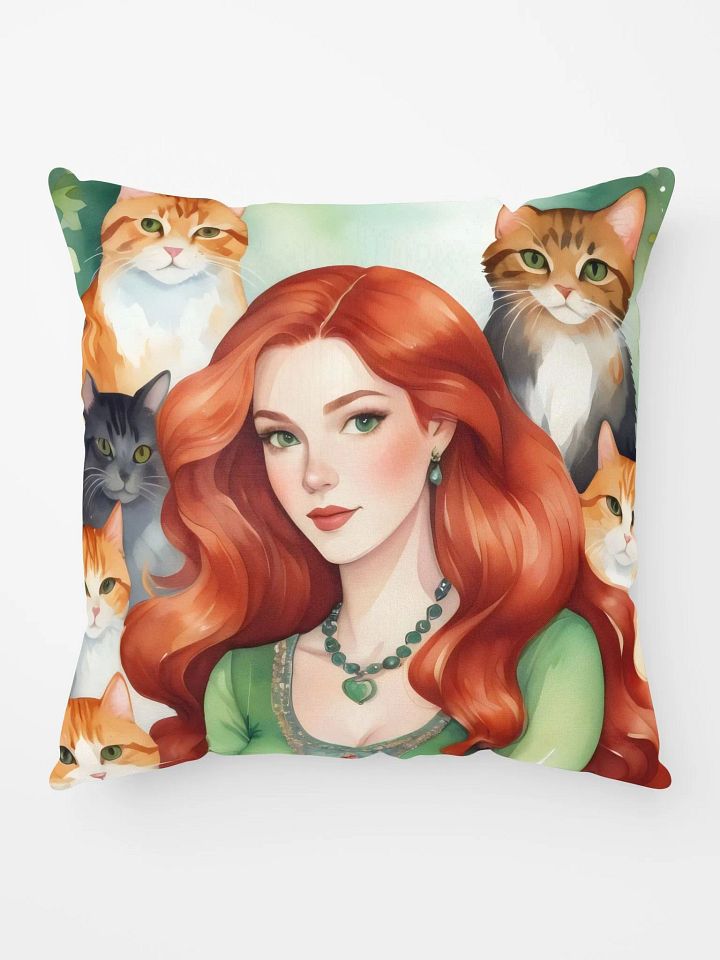 Red Cat Lady Pillow product image (1)