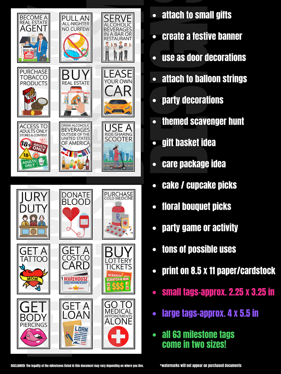 18th Birthday Gift Tags Things You Can Do When You're 18 product image (4)