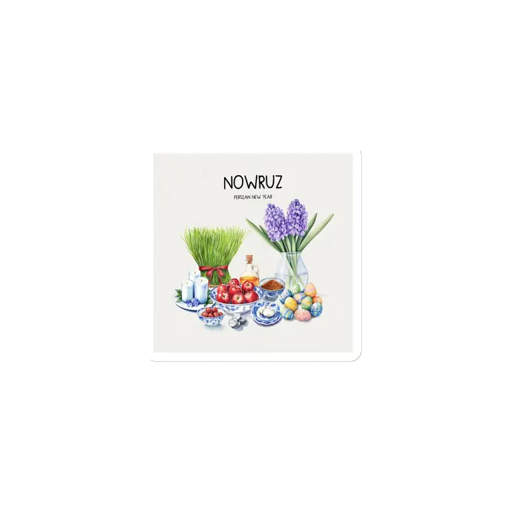 Nowruz Delight Die-Cut Magnets Set, Nowruz Watercolor Art, Haft-sin Table, Persian New Year, Persian Art product image (1)