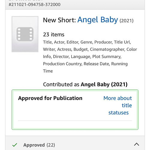 Angel Baby is officially on IMDb! #shortfilm #IMDb #indiefilm