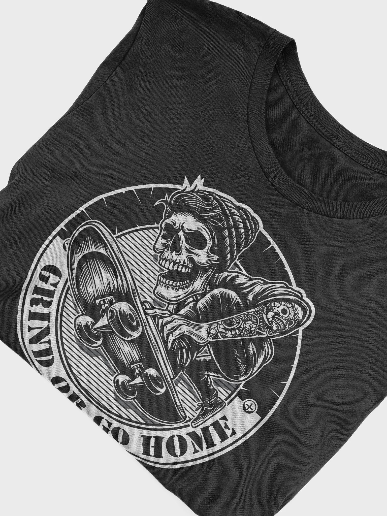 Grind Or Go Home | Skeleton Street Skater T-shirt product image (3)