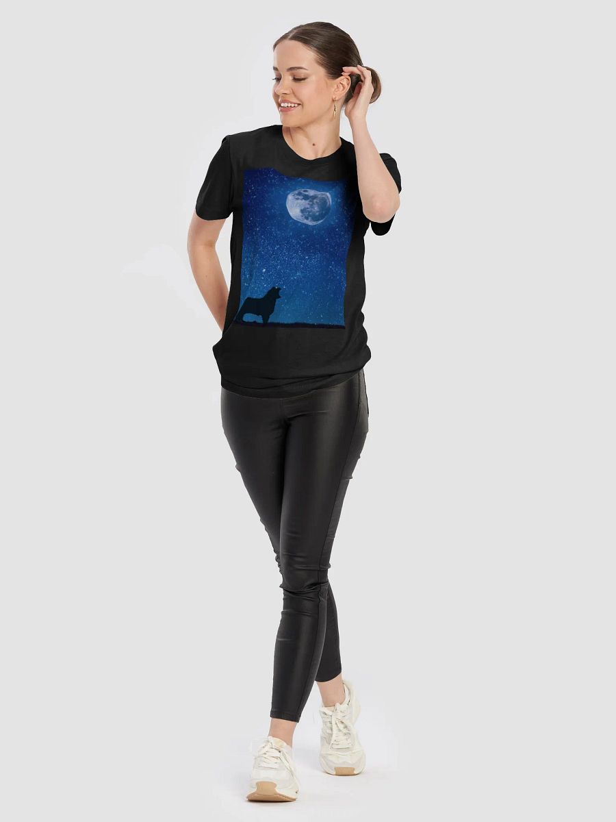 Australian Shepherd Border Collie Silhouette against Moonlit Sky T-Shirt product image (37)