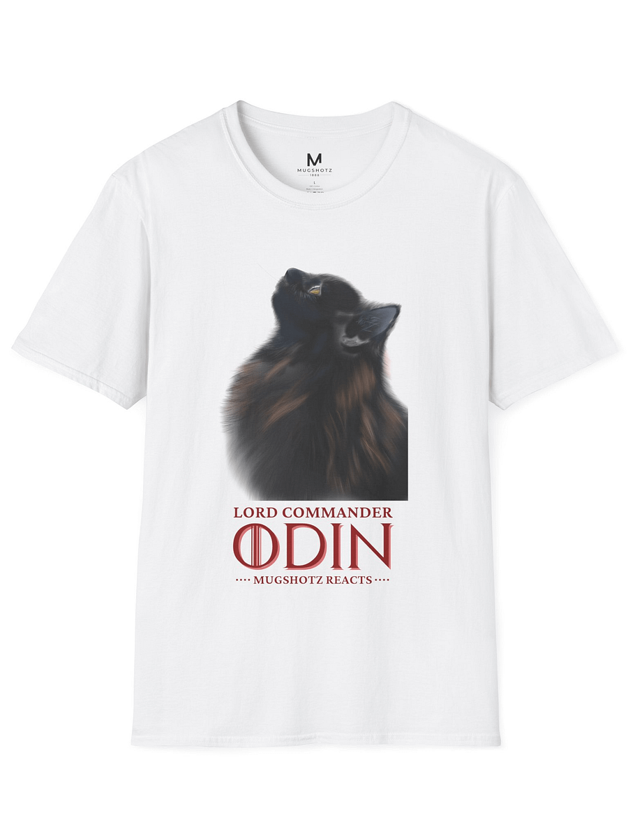 Lord Commander Odin Cat T-Shirt – Mugshotz Reacts Fan Merch Featuring Stef’s Regal Black Cat product image (5)