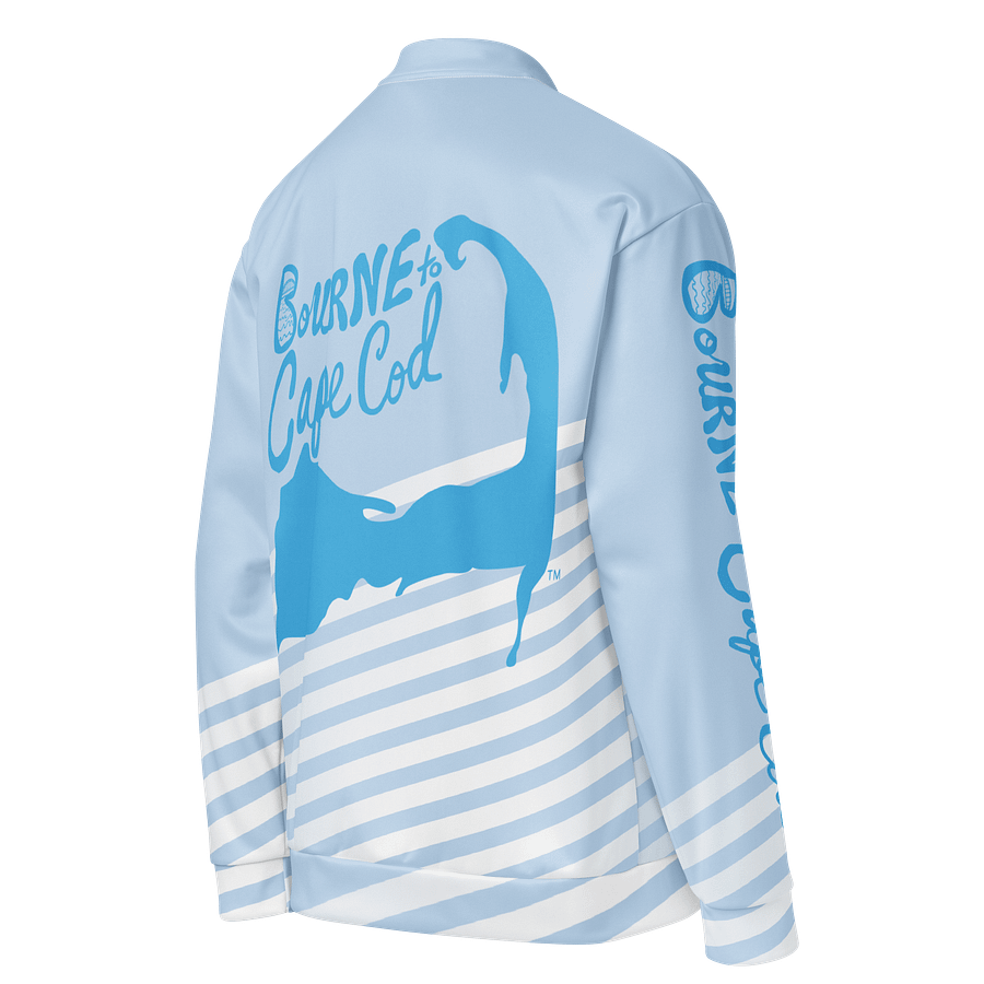 Copy of All-Over Print Bomber Jacket | Coastal Cool, City Bold | BOURNE to Cape Cod™ + BRN.2C.C.™ Style | Deep Sky Blue Logos on Skyline Stripes product image (4)