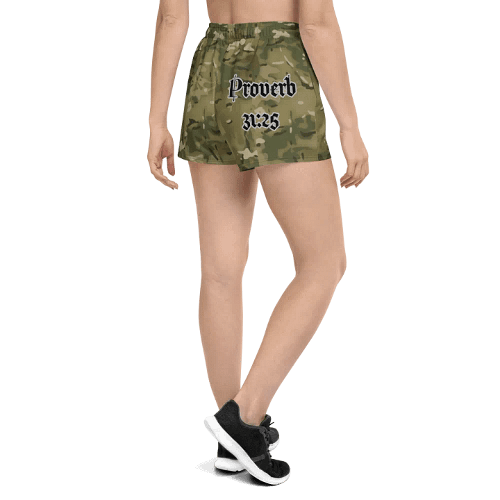 Faithful Camo: Proverb 3:25 Motion Women's Athletic Shorts - Multicam product image (2)
