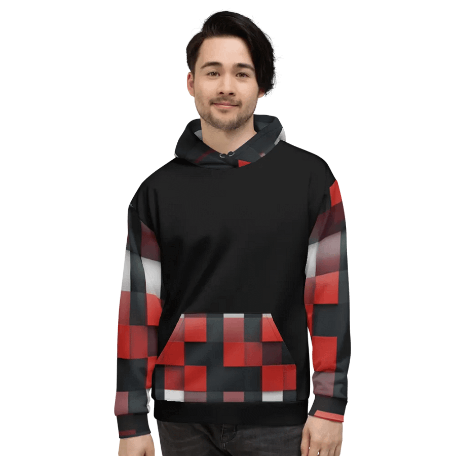 Black And Red Squares Unisex Hoodie product image (2)