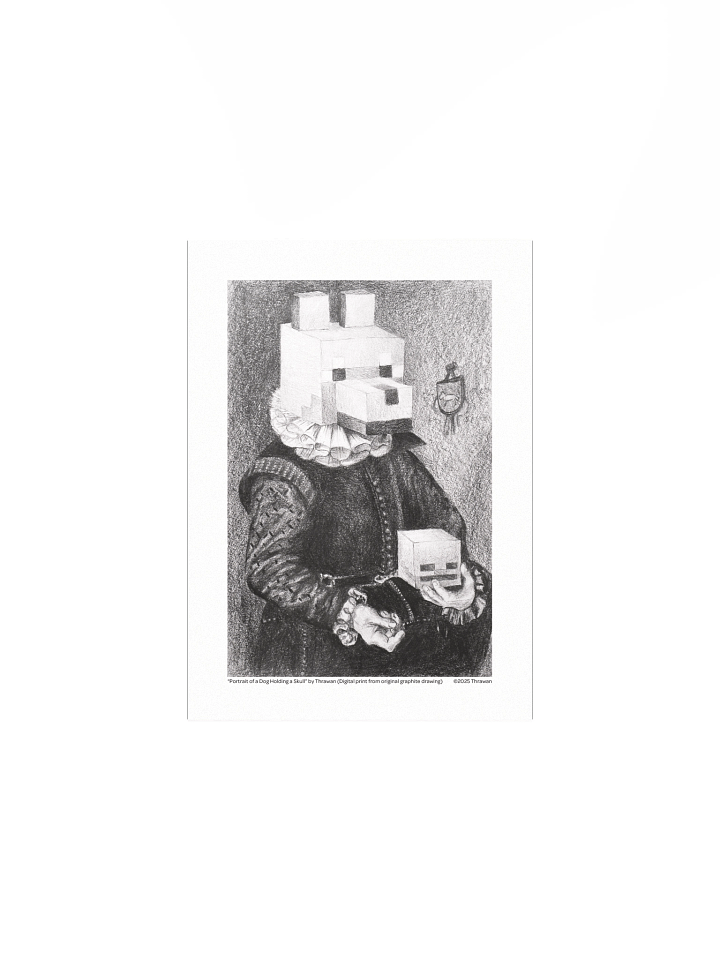 "Portrait of a Dog Holding a Skull" Digital Print product image (1)