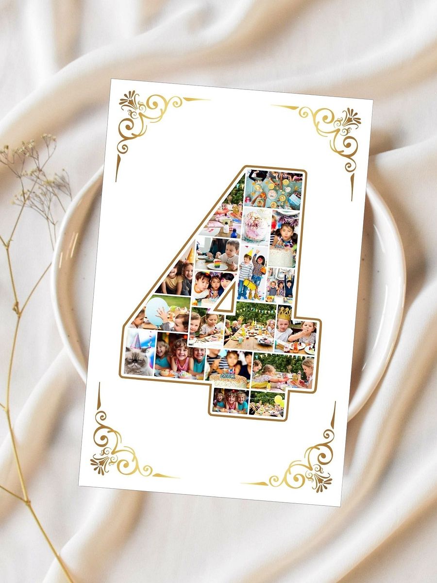 Four Year Celebration Card Photo Collage Canva Template product image (3)