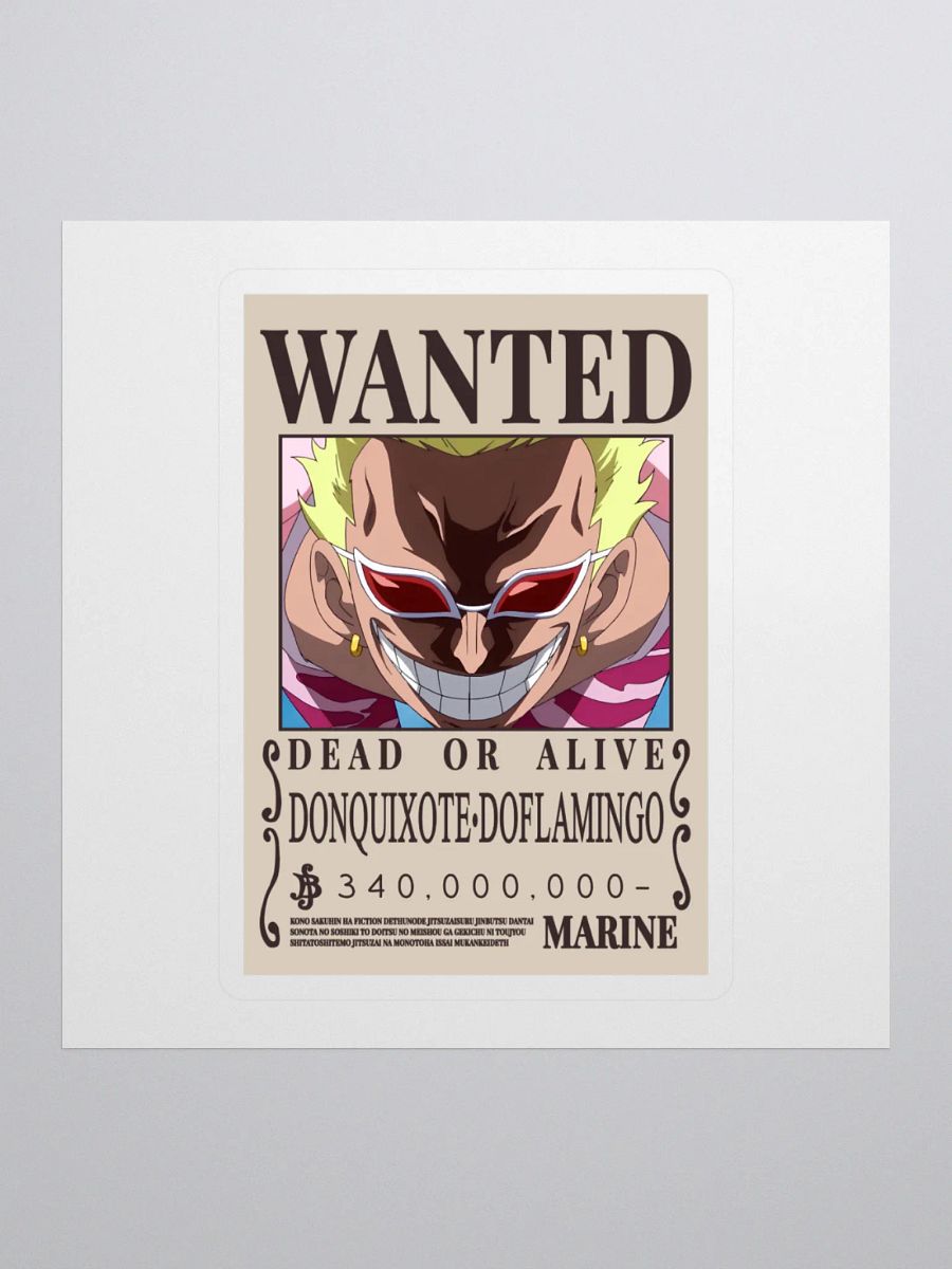One Piece Doflamingo's Wanted Poster Sticker product image (1)