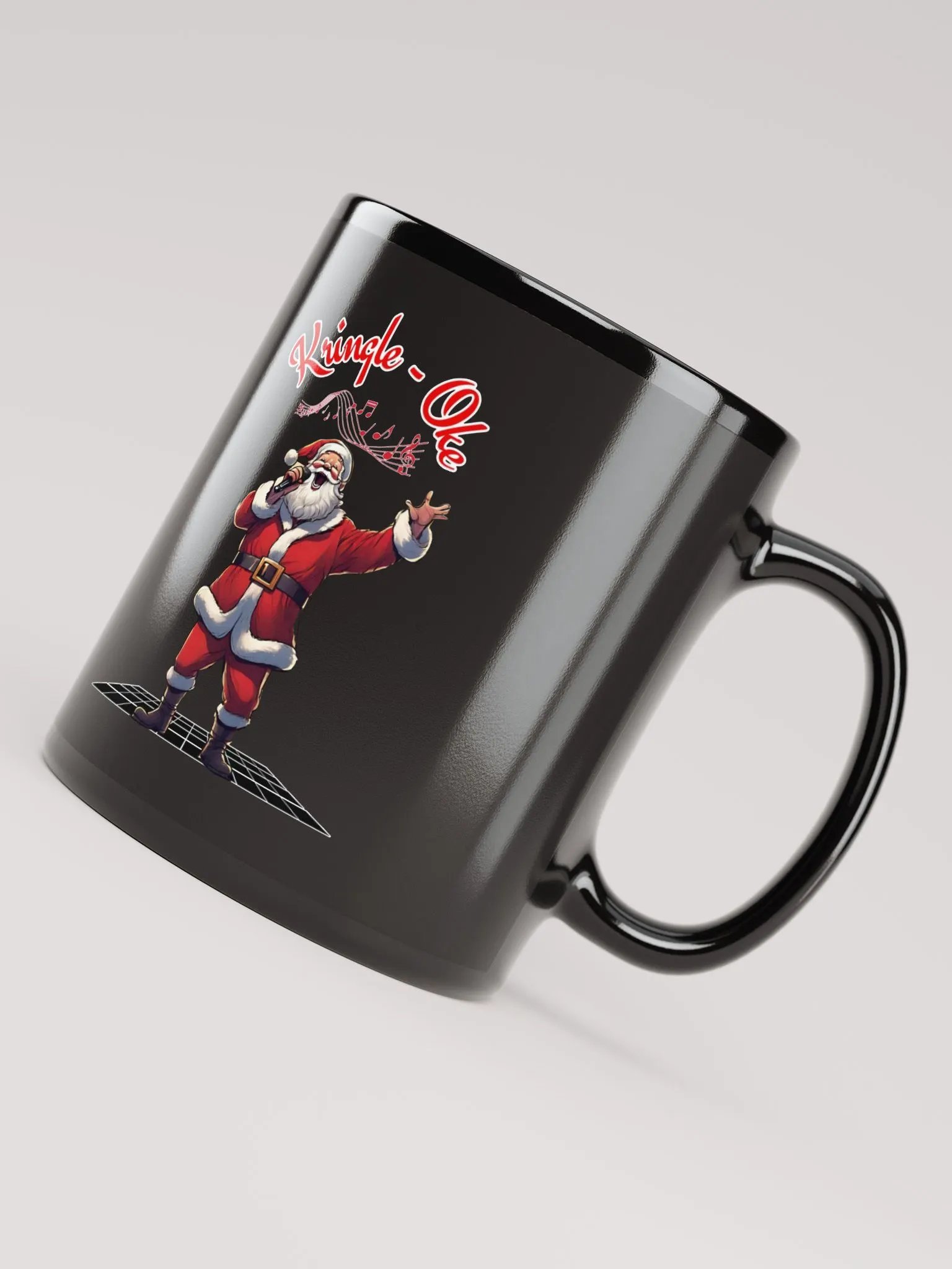 Kringle - Oke, Karaoke Singing Santa - Christmas Black Mug product image (8)