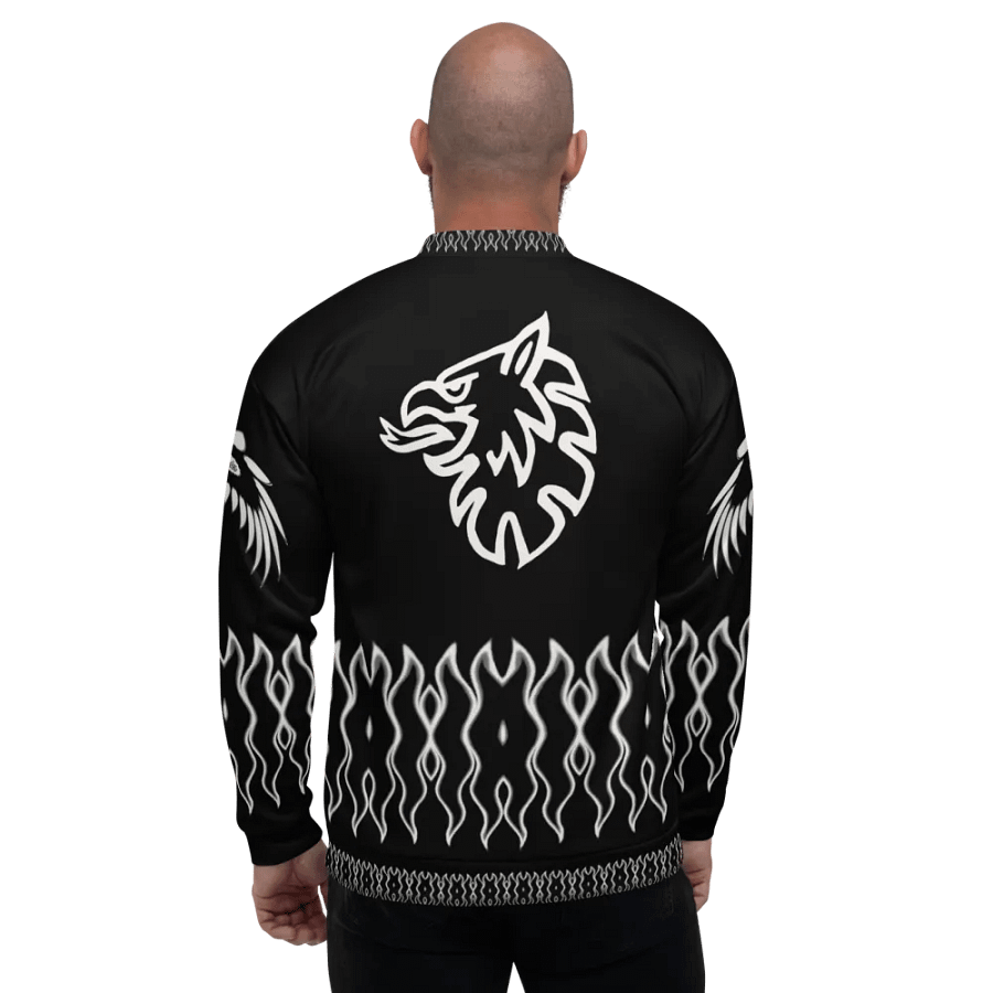 All-Over Print Bomber Jacket by Sublicolor 144 Black and White/Gripen product image (1)