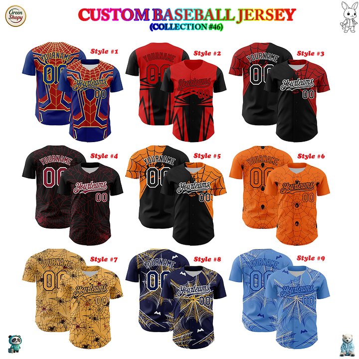 Authentic Baseball Jersey, Custom Baseball Jersey, Personalized Sport Jersey, Colorful, Number, 3D Spider Web product image (181)