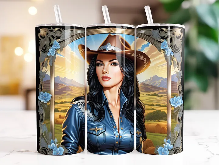 Beautiful Cowgirl 20 oz Skinny Stainless Steel Tumbler - v4 product image (2)