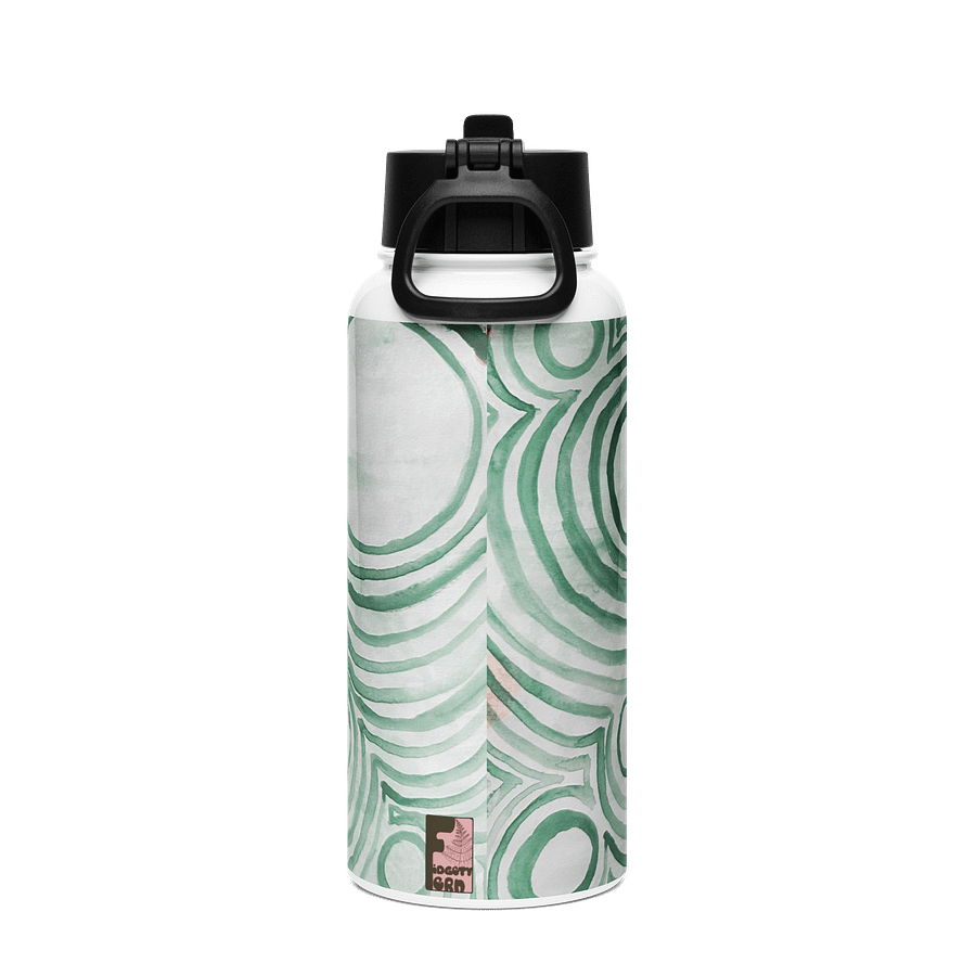 "Green Swirl" Water Bottle With Screw Top And Straw product image (2)