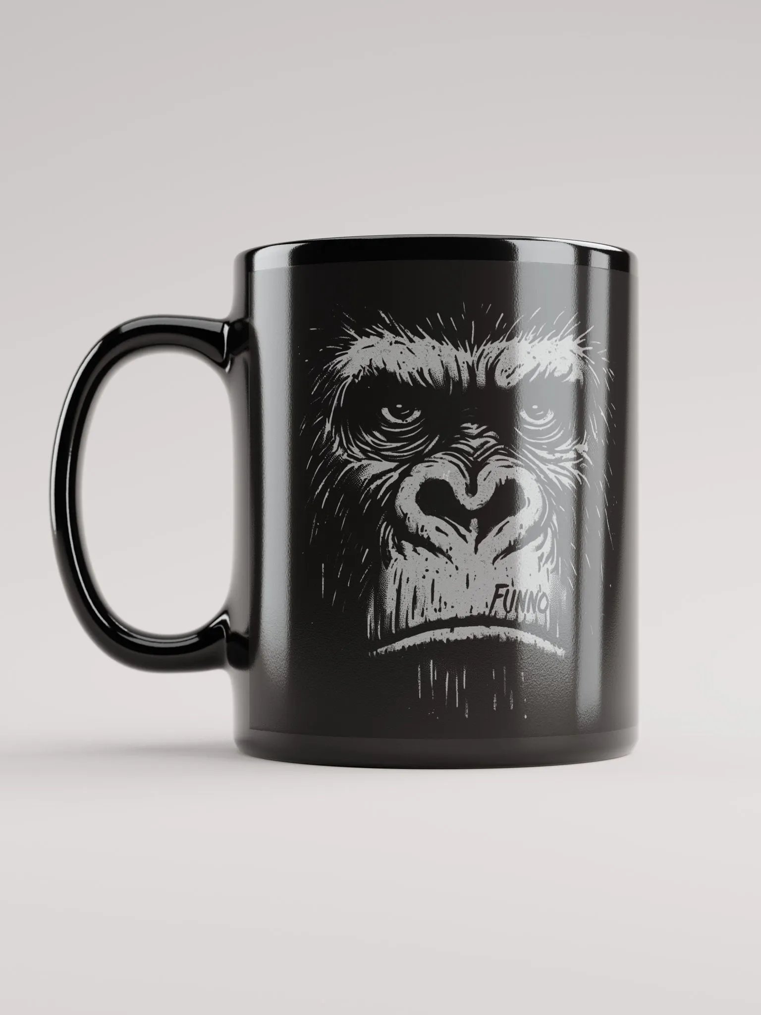 Gorilla face-Funno Black Glossy Mug product image (6)