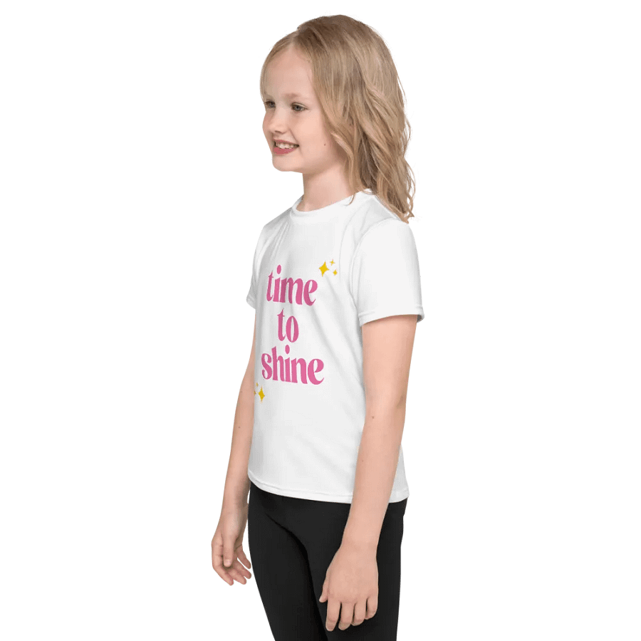 Rectial 2025 Kids T-Shirt | Time to Shine | White with Pink Text product image (3)