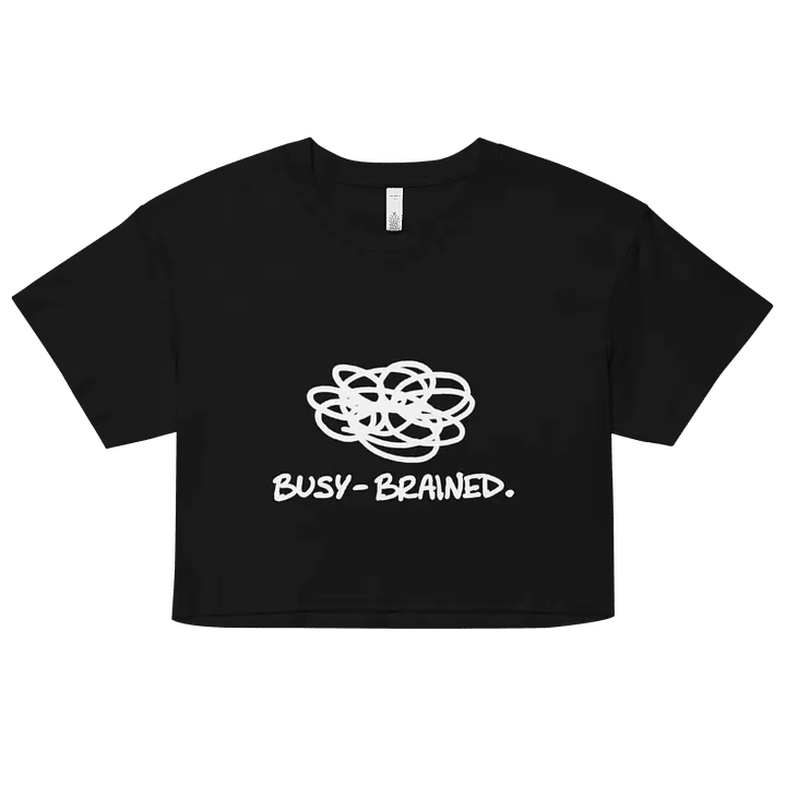 BUSY-BRAINED (white design) printed cotton crop top product image (1)