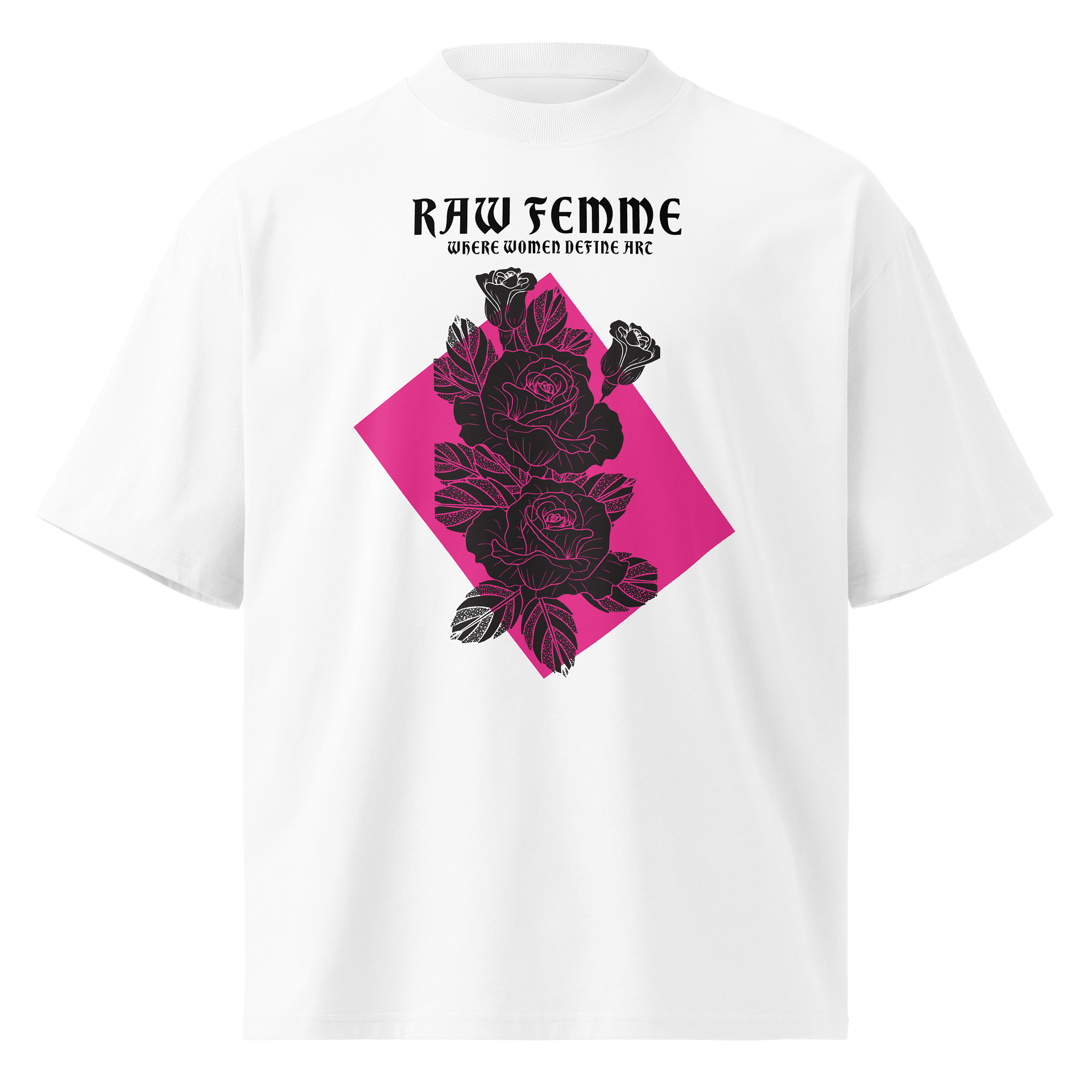 Where Women Define Art – Rose Emblem Oversized Tee product image (1)