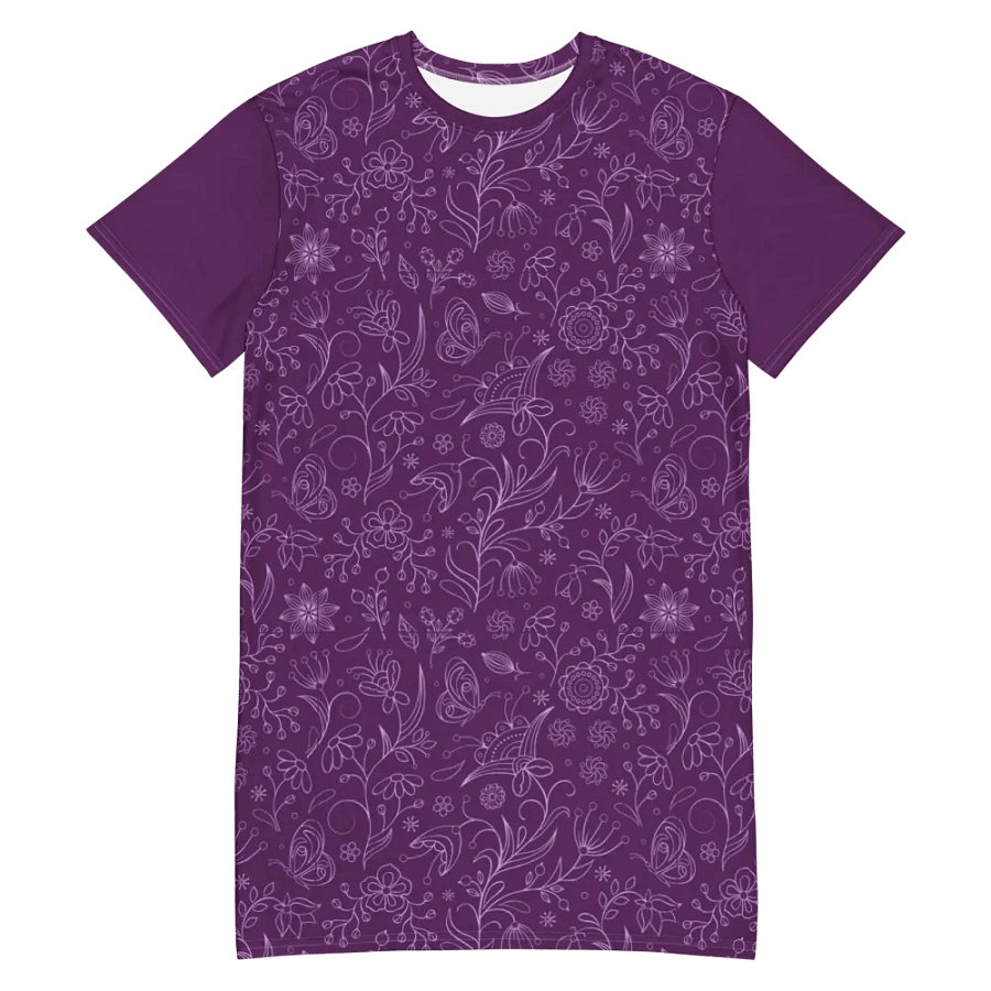 Dark Purple Floral Women's T-Shirt Dress product image (6)