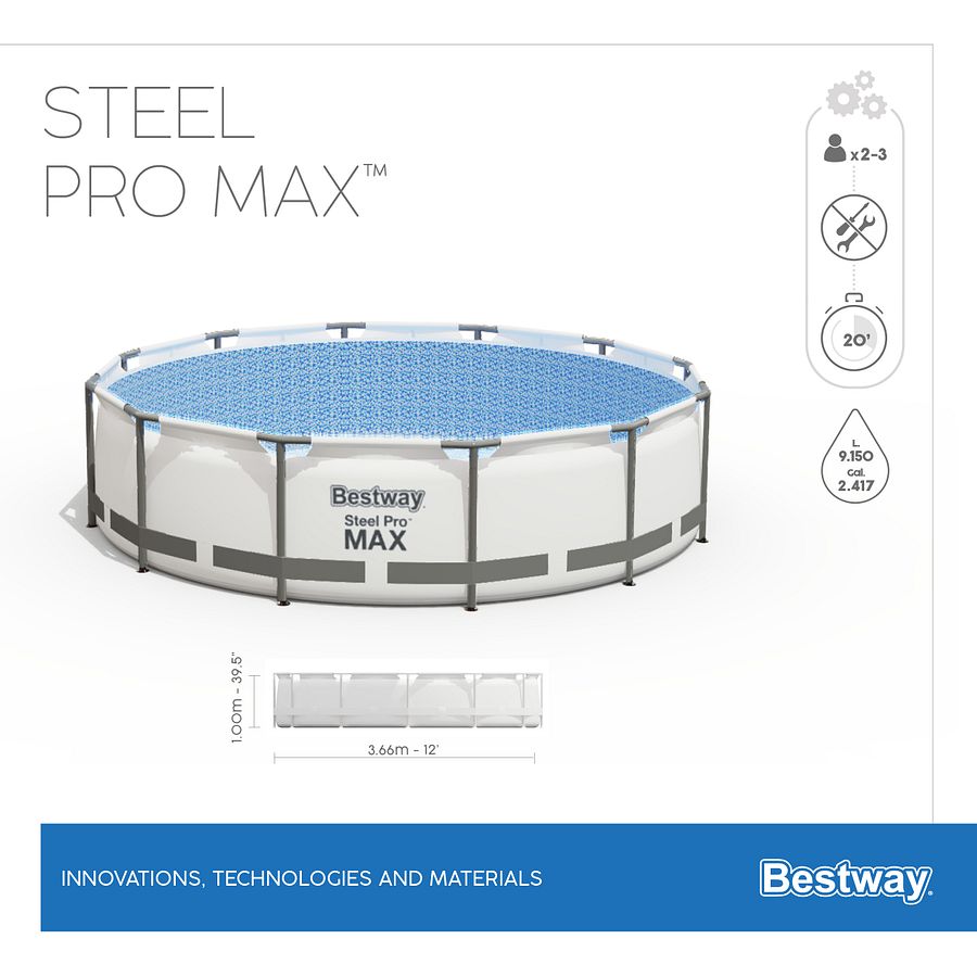 56418 Bestway® Steel Pro MAX™ Above Ground Pool Set (12 ft x 39.5 in / 3.66 m x 1.00 m) product image (6)