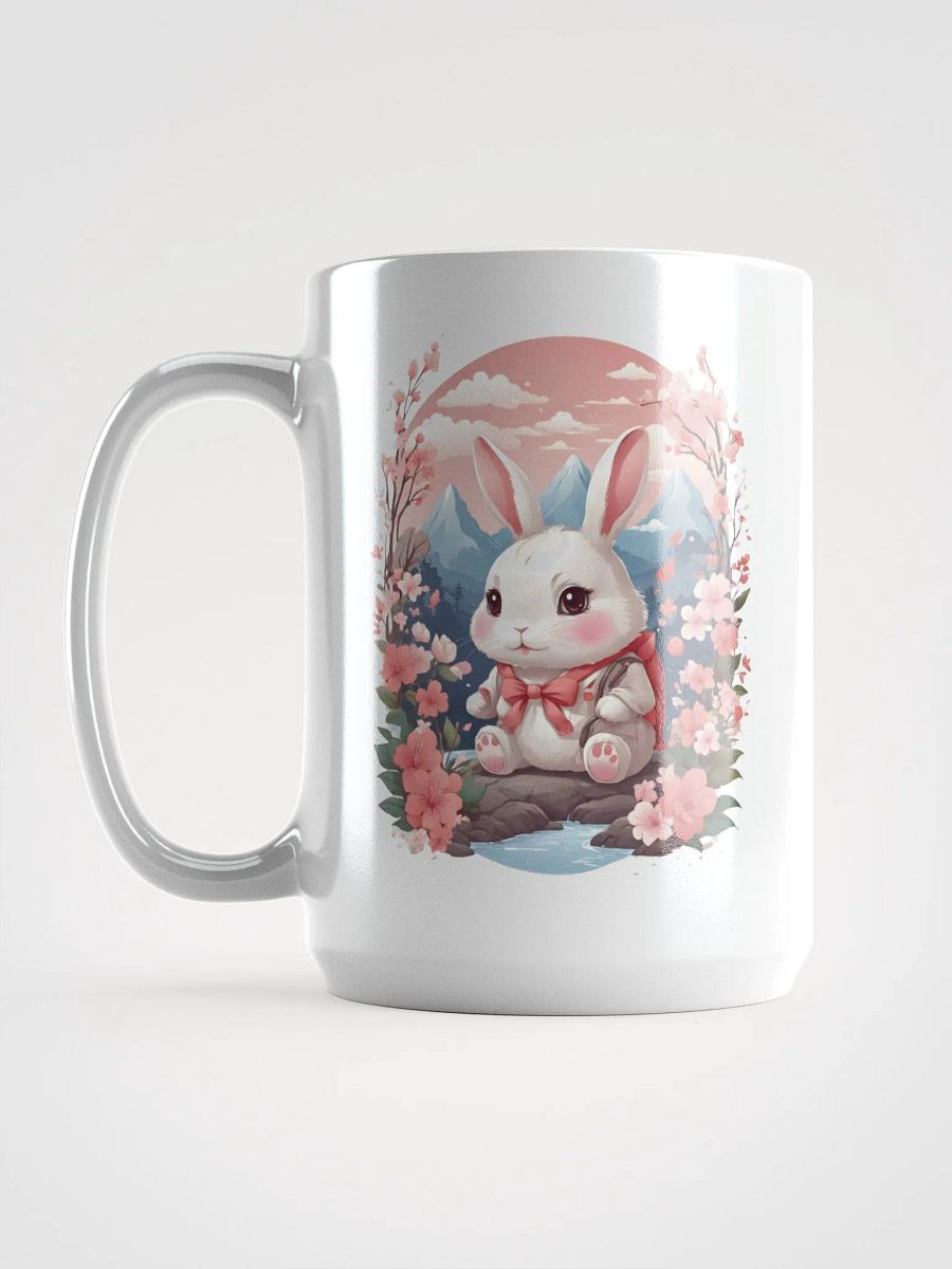 Kawaii Whimsical Floral Bunny Hoodie Mug product image (6)