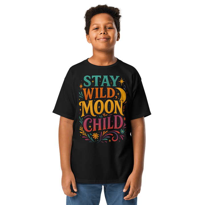 Stay Wild Moon Child Youth Tee – Cosmic T-Shirt for Kids product image (1)