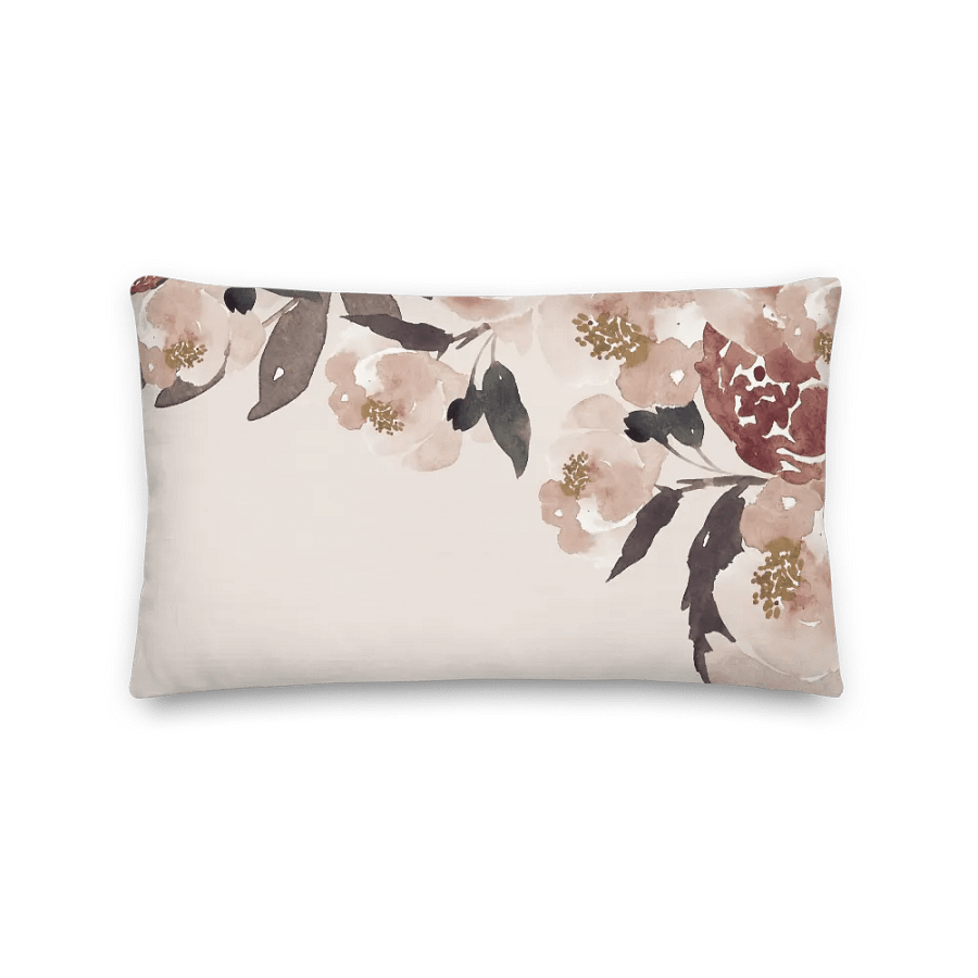 Rosegarden Watercolor Blush - Premium Pillow - Rosengarten Kissen Beige product image (1)