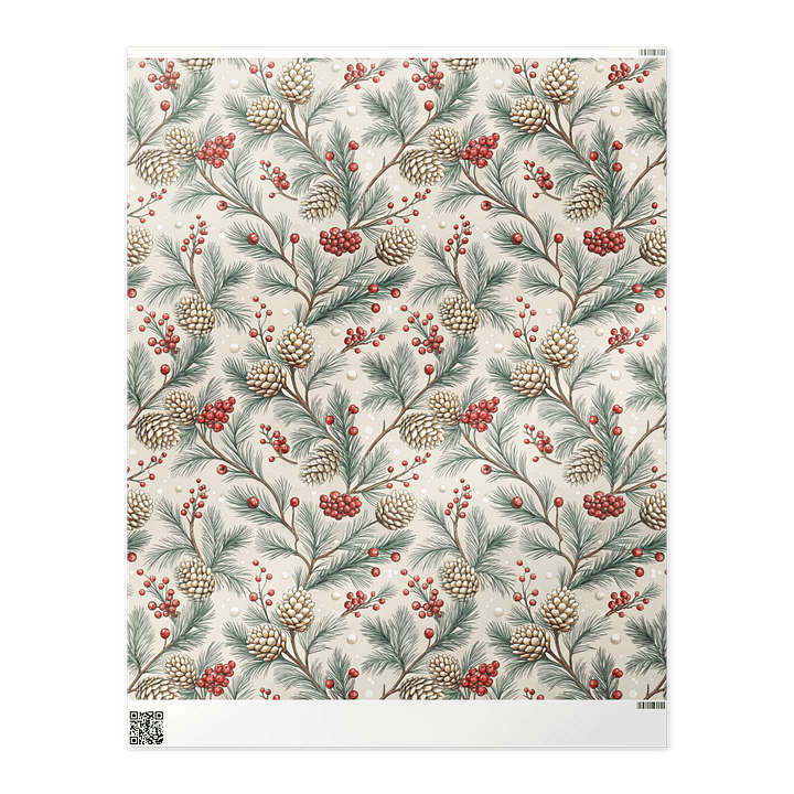 Pinecones and Red Berries Wrapping Paper product image (2)