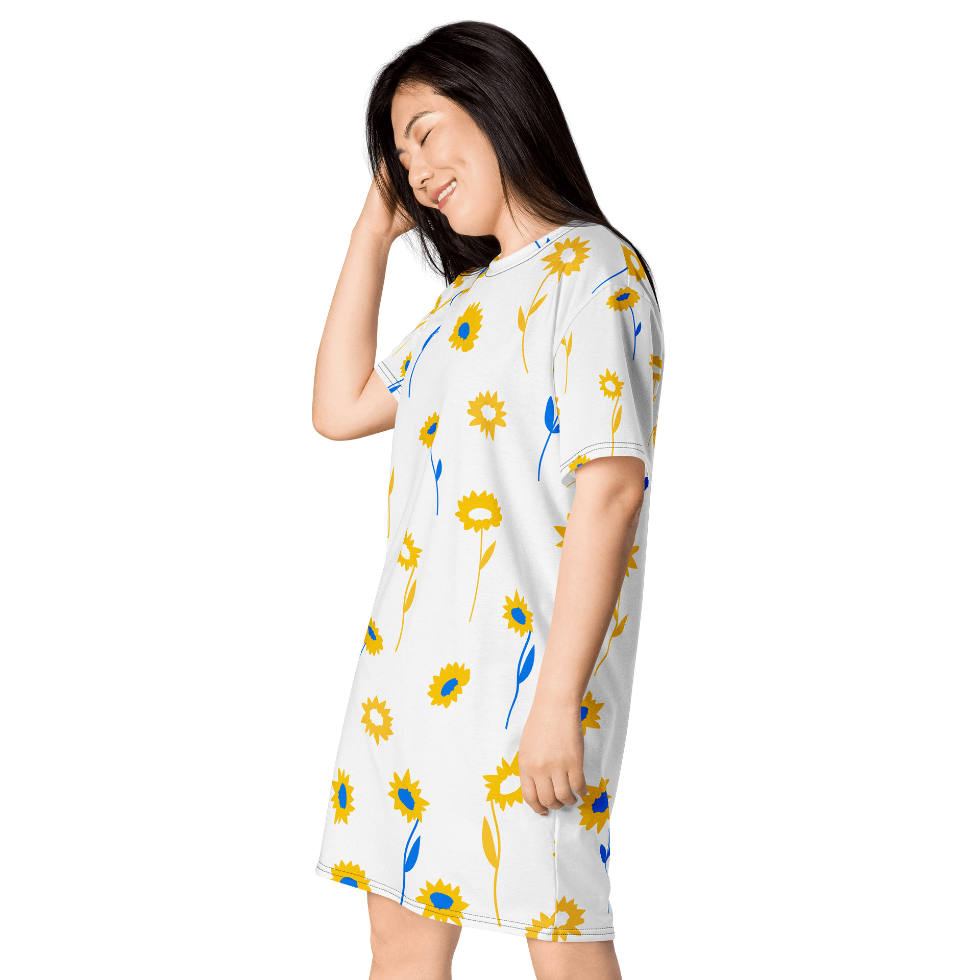 TDS Women's Oversized Sunflower Print T-Shirt Dress product image (3)