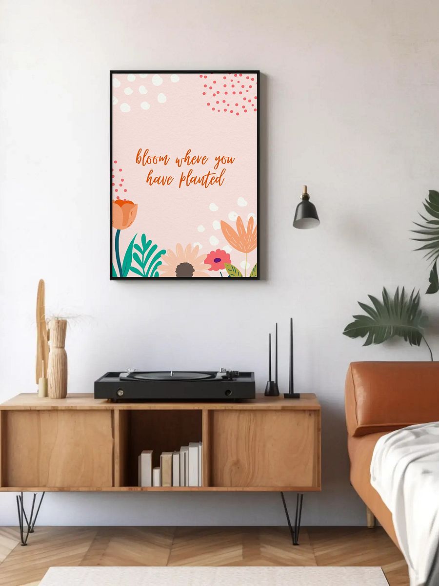 Bloom Where You Have Planted Floral Wall Art - Motivational Quote Poster, Cute Pastel Flower Print, Inspirational Home Decor, Office Art product image (5)