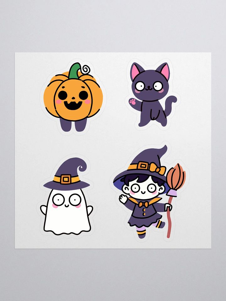 Spooky Cute Halloween Kiss Cut Stickers Set – Adorable Pumpkin, Black Cat, Ghost & Witch Characters product image (1)