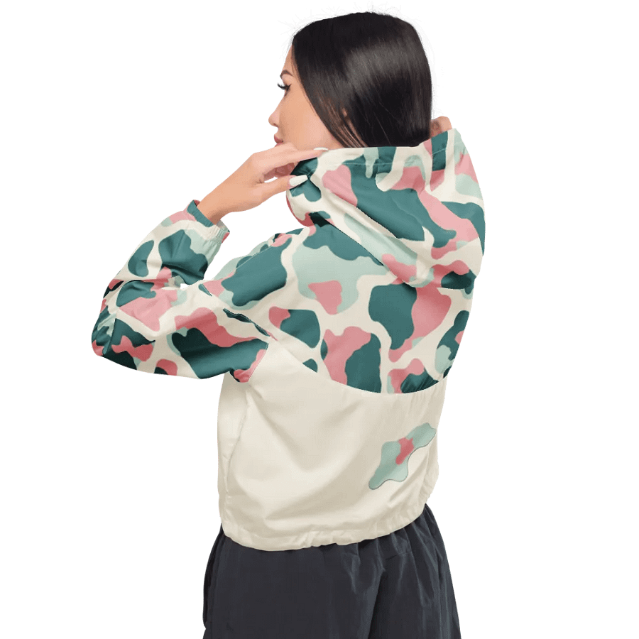 Cow-mouflage Pattern Crop Hoodie Windbreaker product image (5)
