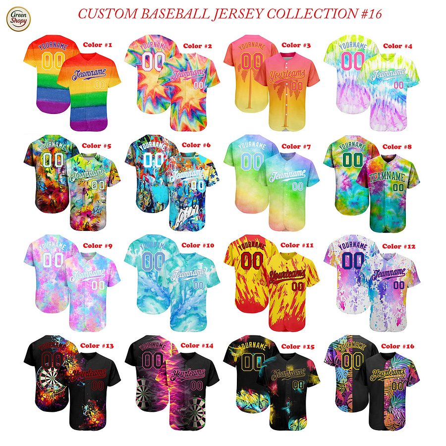 Authentic Baseball Jersey, Custom Baseball Jersey, Personalized Sport Jersey, Multi Colorful and Patterns Color product image (1)