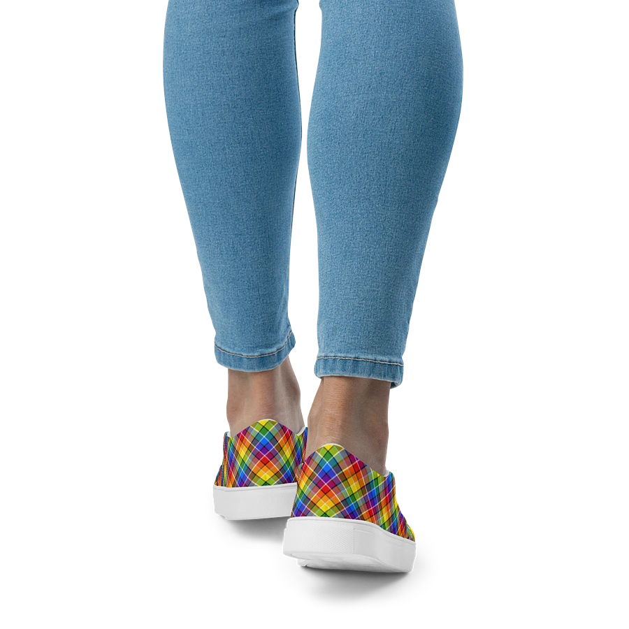 Bright Rainbow Plaid Women's Slip-On Shoes product image (8)