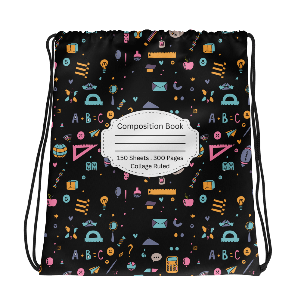 Chalkboard Chic Composition Inspired Essential Gym Drawstring Bag product image (2)