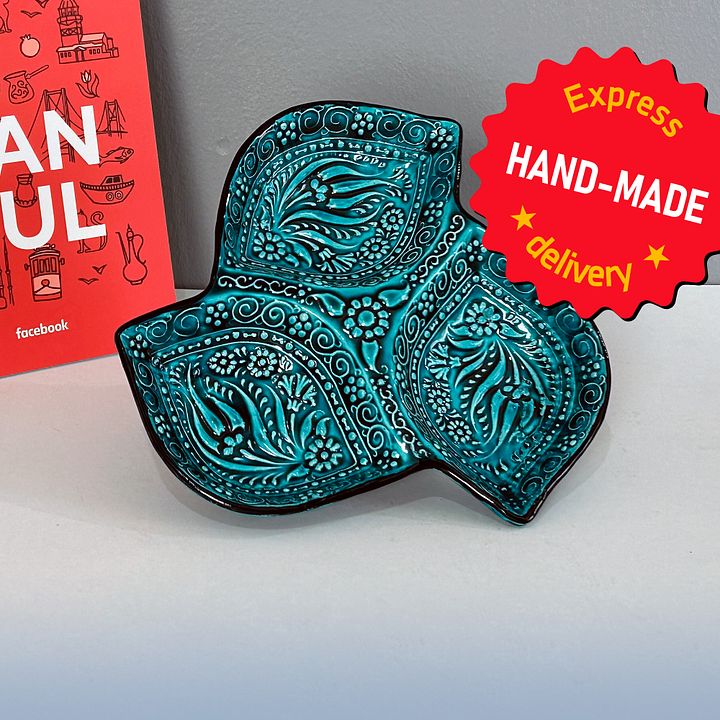Ceramic snack dish (leaf) — handmade pottery, Turkish ceramic product image (1)
