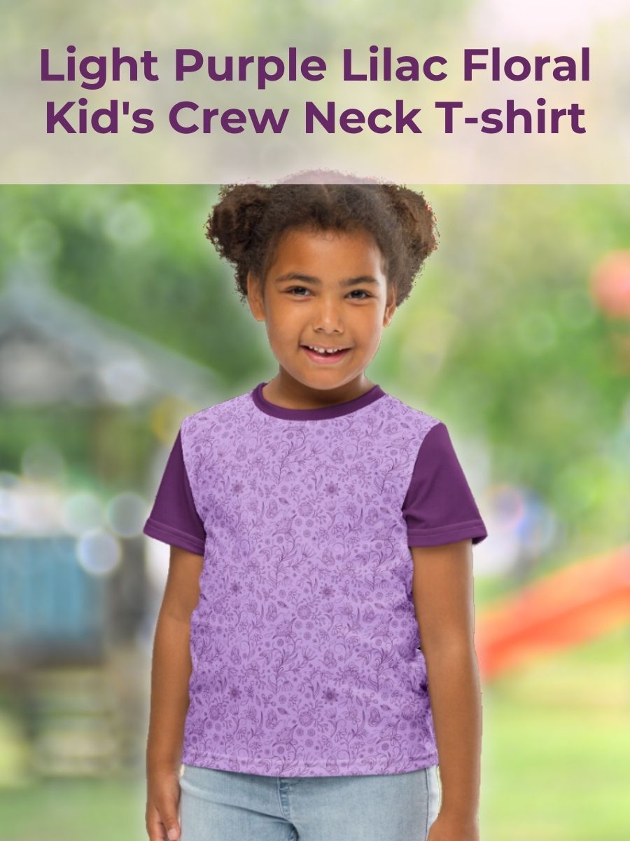 Light Purple Lilac Floral Kid's Crew neck T-shirt product image (1)