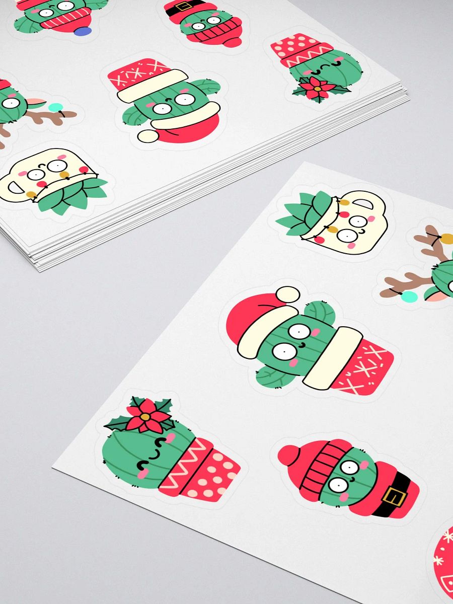 Festive Christmas Cactus Sticker Sheet – Cute, Hand-Drawn Cacti for Planners, Journals, and Holiday Crafts product image (4)