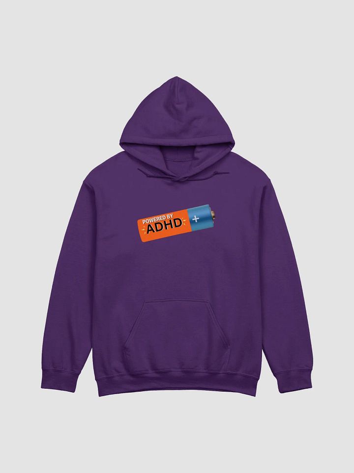 Powered by ADHD Battery Hoodie | Purple Neurodivergent Hooded Sweatshirt | ADHD Awareness Comfort Wear product image (10)