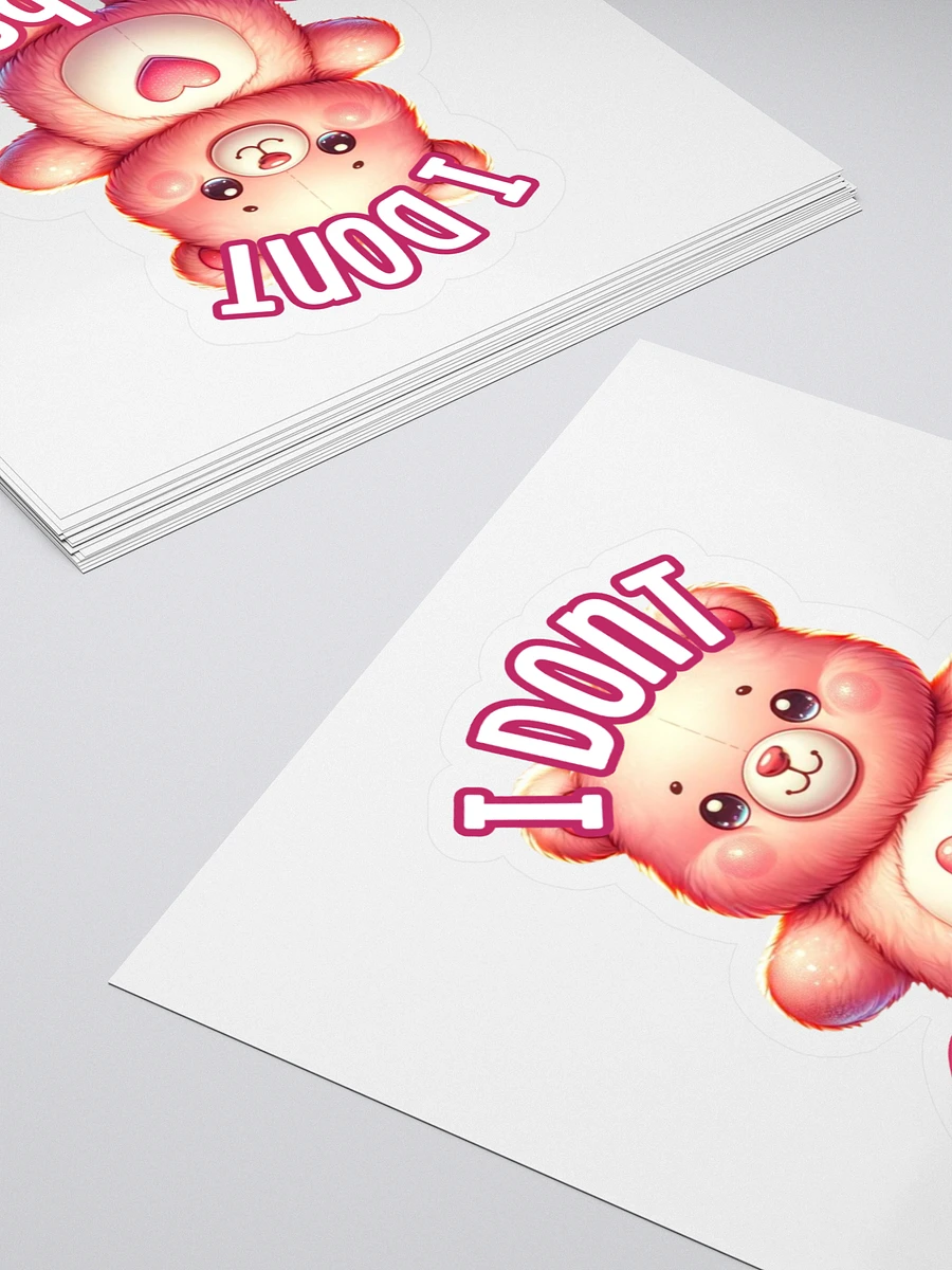 Cheerful 'I Don't Care' Teddy Bear Sticker product image (4)