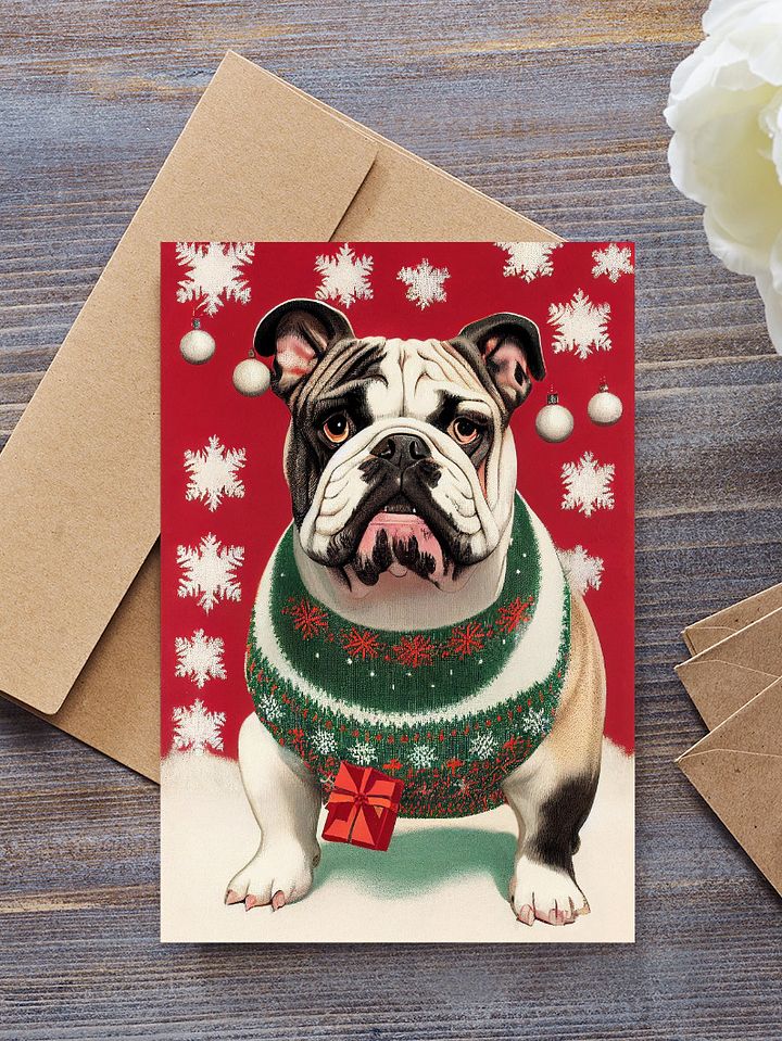 Retro British BullDog Christmas Cards Pack of 10 • 5×7 product image (1)