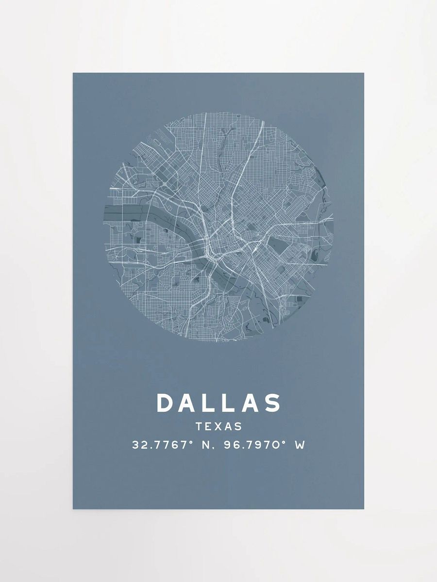 Dallas Street Map Poster – Blue Minimalist Circular City Art product image (4)