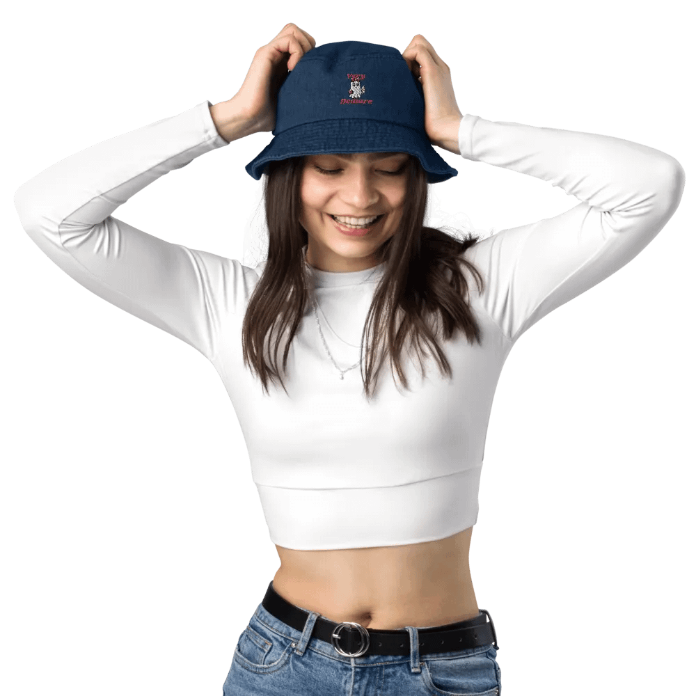 Very Demure Cute Ghost Embroidered Denim Bucket Hat product image (2)