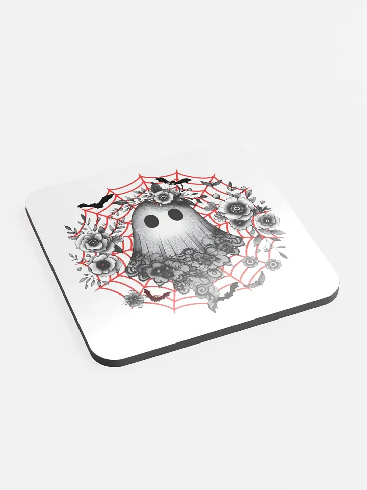 Lacey Ghost Gothic Floral Cork Coaster product image (2)